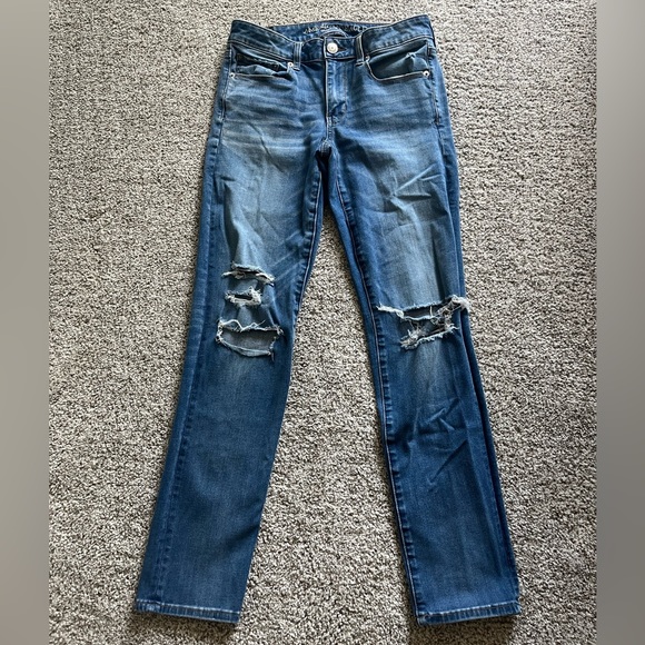 American Eagle Dark Blue Ripped Jeans - Picture 1 of 3